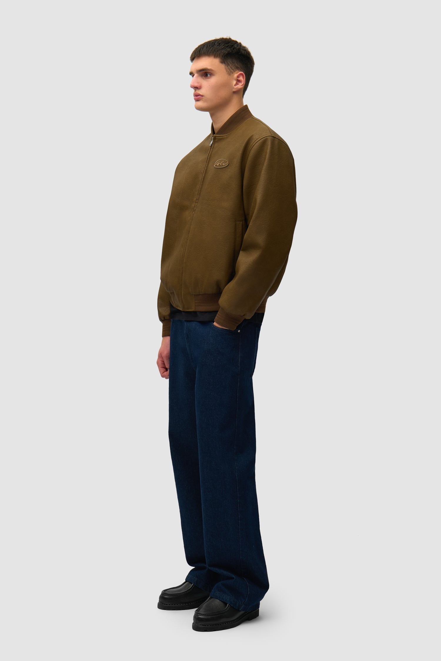 Veste universitaire en cuir - Marron