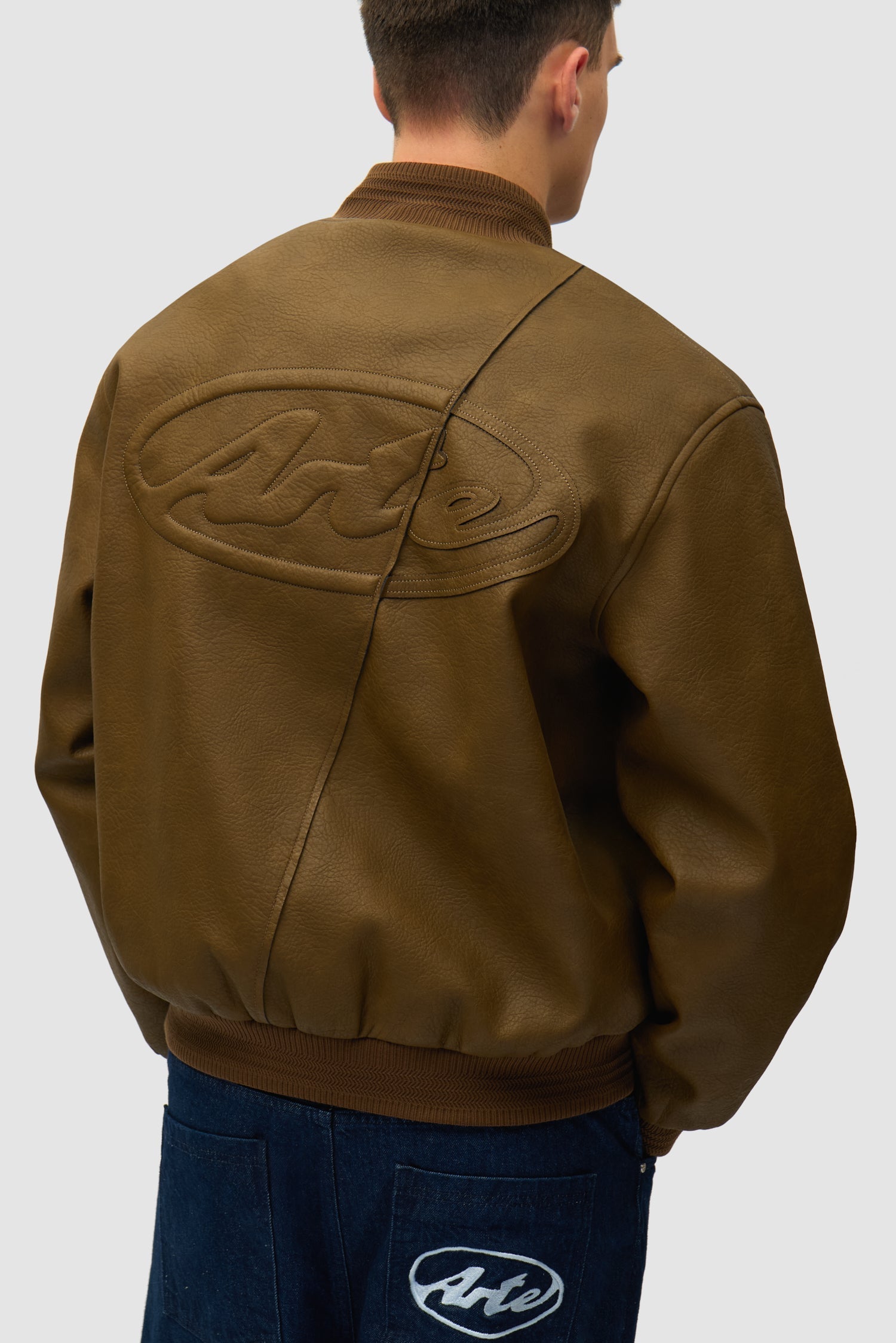 Veste universitaire en cuir - Marron