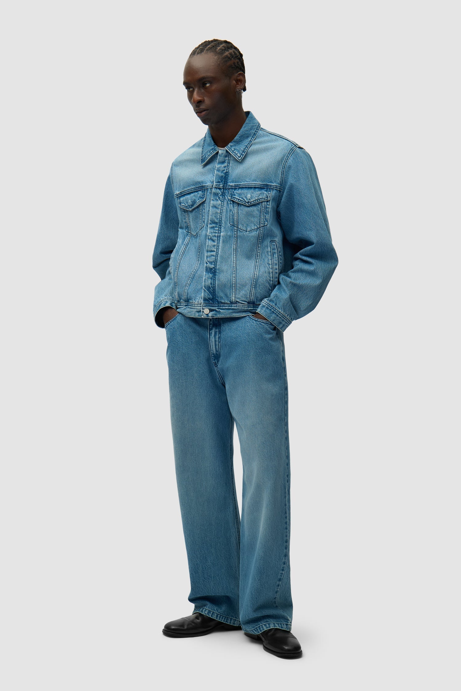 Veste en jean avec logo cercle - Denim Bleach