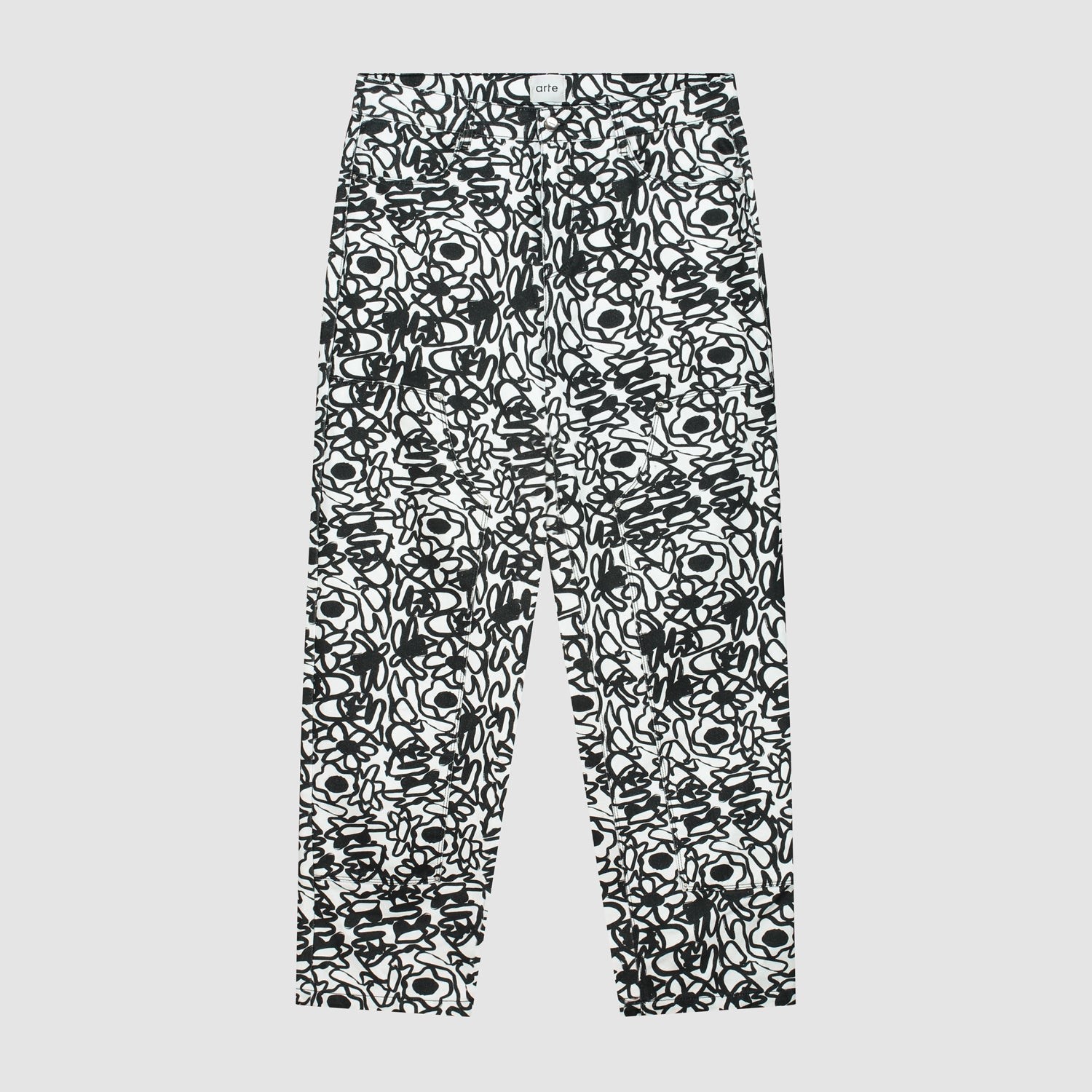 Pantalon Allover Flowers - Noir/Blanc