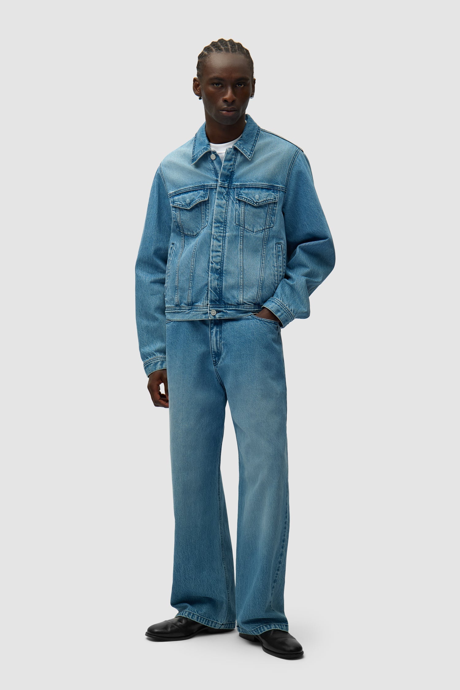 Veste en jean avec logo cercle - Denim Bleach