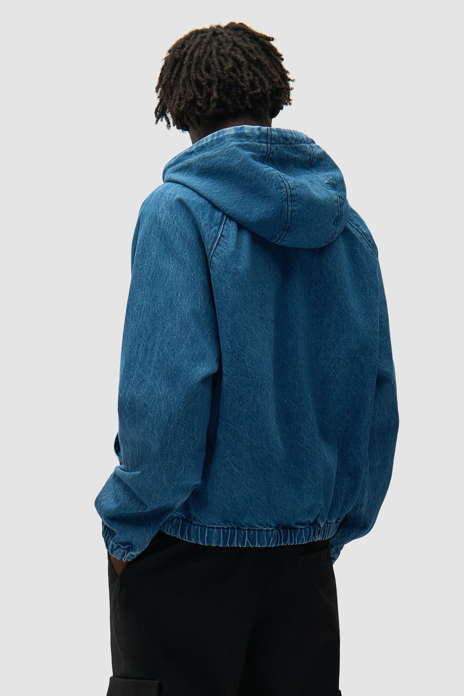 Veste à capuche en denim Split Logo - Bleu marine