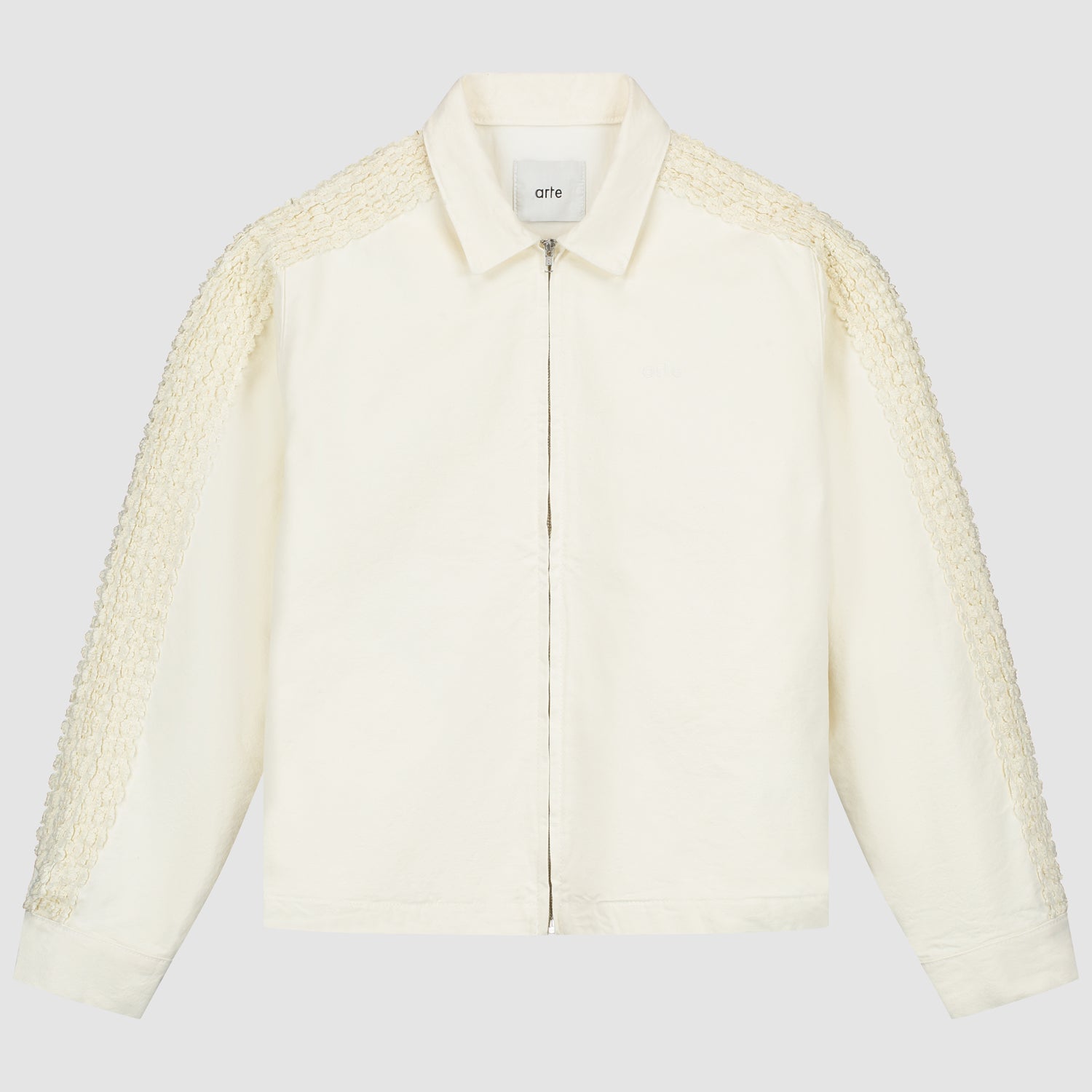 Veste à bandes fleuries - Crème